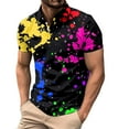 thumbnail image 2 of YAYUBA Mens Polo Shirts White Basic Tee Button Collar Crew Neck Big and Tall Print Golf Polo Shirts Quick Dry Regular Fit Regular Fit Casual Golf Tops, 2 of 5