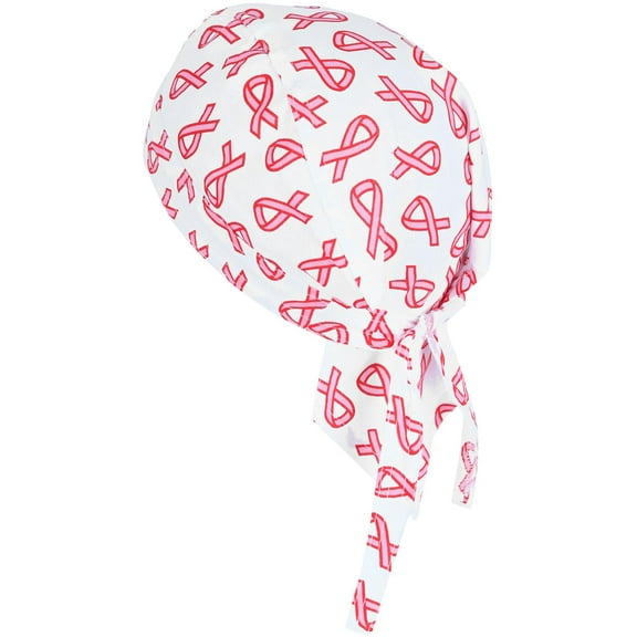 CTM Premium Cotton Unlined Breast Cancer Pink Ribbon Do Rag
