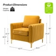 thumbnail image 5 of Velvet Upholstered Club Accent Chair Lounge Armchair Single Sofa Removable Backrest Golden Legs Home Living Room Bedroom Yellow, 5 of 6