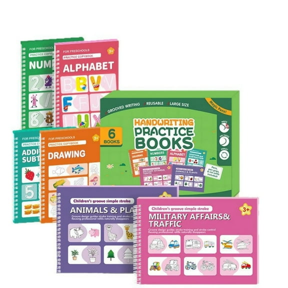 Xwjun Set Of 6 Magic Grooved Writing Practice, Grooved Handwriting Practice, Calligraphy Practice Book, Grooved Writing Books, Grooved Cursive Handwriting Workbook