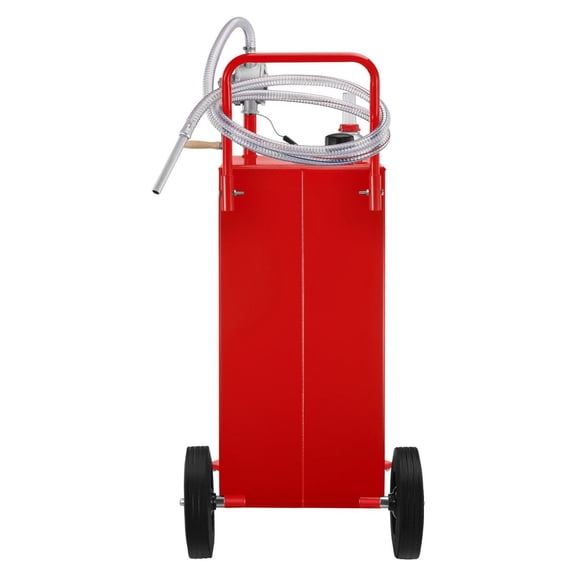 35 Gallon Fuel Caddy with Pump & Wheels - Gasoline Diesel Kerosene Portable Fuel Storage Tank for Cars, ATVs, Lawnmowers, Boats - Red