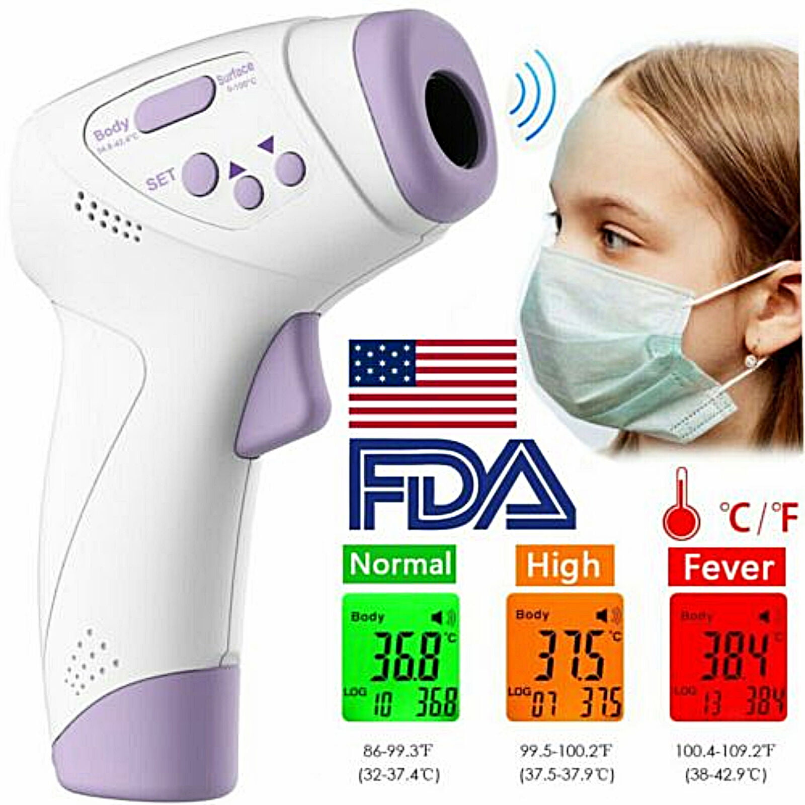 No Touch Infrared Digital Forehead Thermometer Baby Adult Body Temperature Mq 