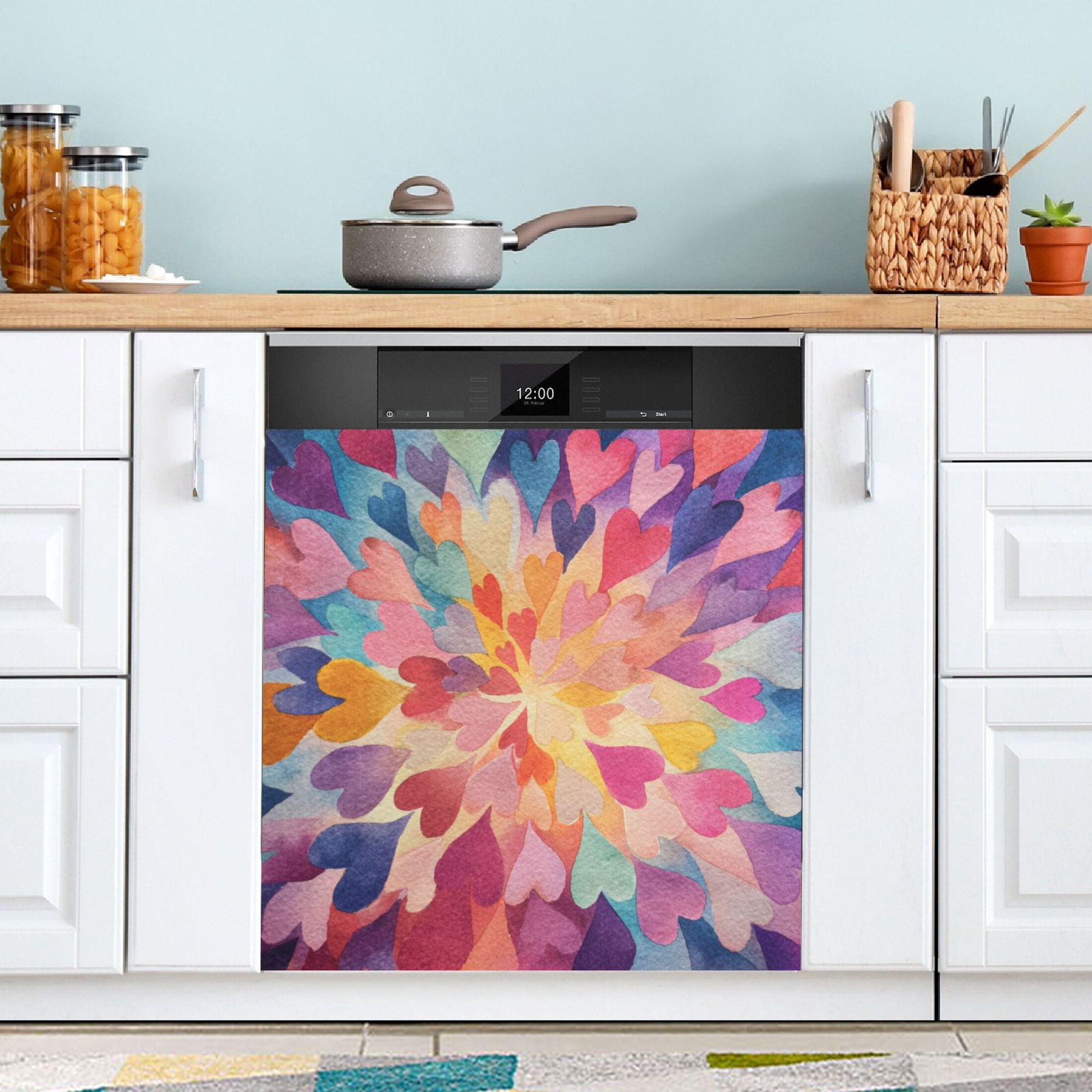 IAUYY Magnetic decorative sticker - 23x26 Inch PVC Refrigerator Decorative Cover, Removable DIY Art for Kitchen Appliances Numerous Heart Shaped Patterns