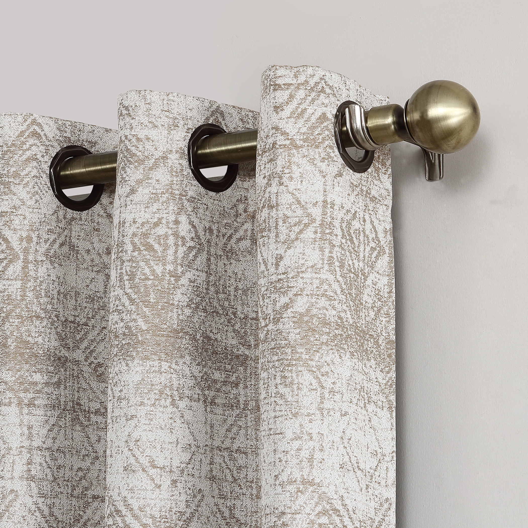 Sun Zero Dominic Distressed Woven Jacquard Blackout Grommet Curtain Panel, 50"X95", Camel, 50"X95", Camel