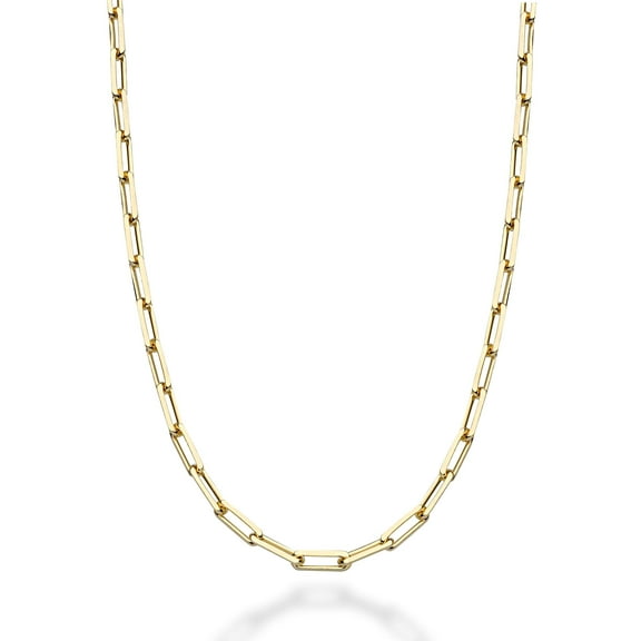Miabella Italian Solid 18K Gold Over Sterling Silver 3mm Paperclip Link Chain Necklace for Women Men, 925 Made in Italy (Length 16 Inches (X-Small))