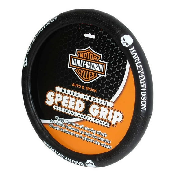 Harley-Davidson Skull Black Speed Grip Style Steering Wheel Cover P6646, Harley Davidson