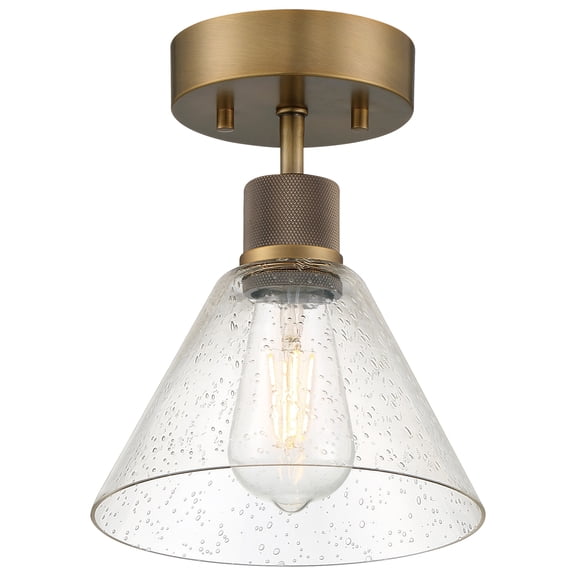 63146LEDDLP-ABB/SDG-Access Lighting-Port Nine - 9W 1 LED Semi-Flush Mount In Transitional Style-11 Inches Tall and 8 Inches Wide-Antique Brushed Brass
