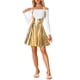 thumbnail image 2 of Faldas de tirantes metálicas INSPIRE CHIC para mujeres, falda A-line de cintura alta para fiestas, M dorado, 2 of 5
