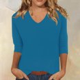 thumbnail image 2 of Women's V Neck T-Shirt Soft Breathable Casual Basic Summer Top Comfortable Everyday Tee Stylish Feminine Fit, 2 of 5