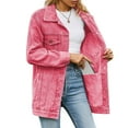 thumbnail image 2 of Jean Jackets for Women Trendy Button Down Denim Trucker Jackets Long Sleeves Frayed Hem Shacket Jacket Pink S, 2 of 9