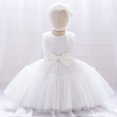 thumbnail image 5 of Ruyang Toddler Baby Tulle Dress Bow Flower Print Pleated Smocked Dresses Elegant Cute Ruffles Sleeve Summer Casual Dresses, 5 of 9