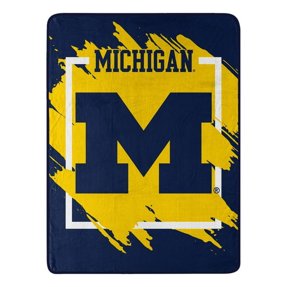 Michigan Wolverines Couverture 46x60 Micro Raschel Design Dimensionnel Roulé