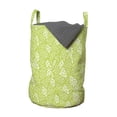 thumbnail image 1 of Leaf Laundry Bag, Pattern with Leaves in the Springtime Greenery Bushes Ecology Garden Growth, Basket with Handles Drawstring Closure for Laundromats, 13" x 19", Apple Green White, by Ambesonne, 1 of 4