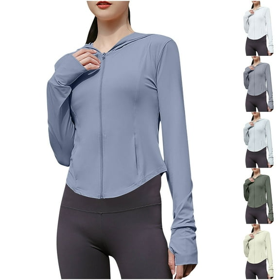 CFLVAEK Womens Sun Protection Clothing UPF 50 Full Zip Long Sleeve Hoodie Jackets Lightweight Summer Sun Shirts for Hiking Outdoot Workout