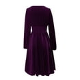thumbnail image 5 of YMNXA Womens Velvet Dress Long Sleeve V Neck Solid Color Flowy A Line Elegant Soft Comfortable Dresses For Party Purple Xxl, 5 of 5