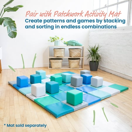 ECR4Kids SoftZone Patchwork Toddler Building Blocks, Contemporary, 12-Piece