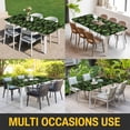 thumbnail image 5 of Spring Leaves Table Cloths for 4 Foot Rectangle Tables, Pastoral Garden Botanical Black Patio Waterproof Elastic Fitted Tablecloths, Washable Rectangular Table Cover for Camping, 5 of 8