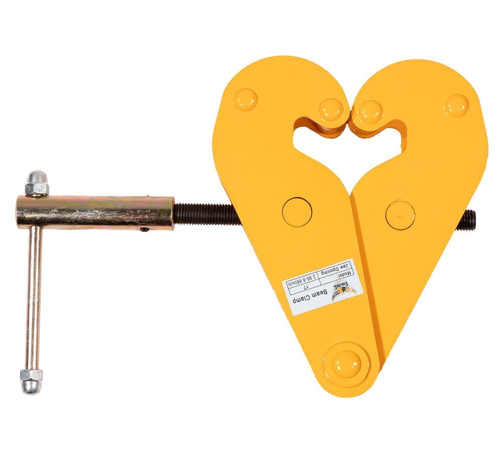 Adjustable Beam Clamp Yellow, 3 Ton / 6613 LB Working Load Limit with Manual Screw Rod, I-Beam Lifting Clamp For Industrial, Home-garage Lifting, Rigging, and Other Operations