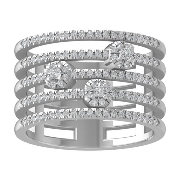 ARAIYA FINE JEWELRY 10K White Gold Round-shape Diamond Fashion Ring (1/2 cttw, I2-I3 Clarity, I-J Color) Size 9