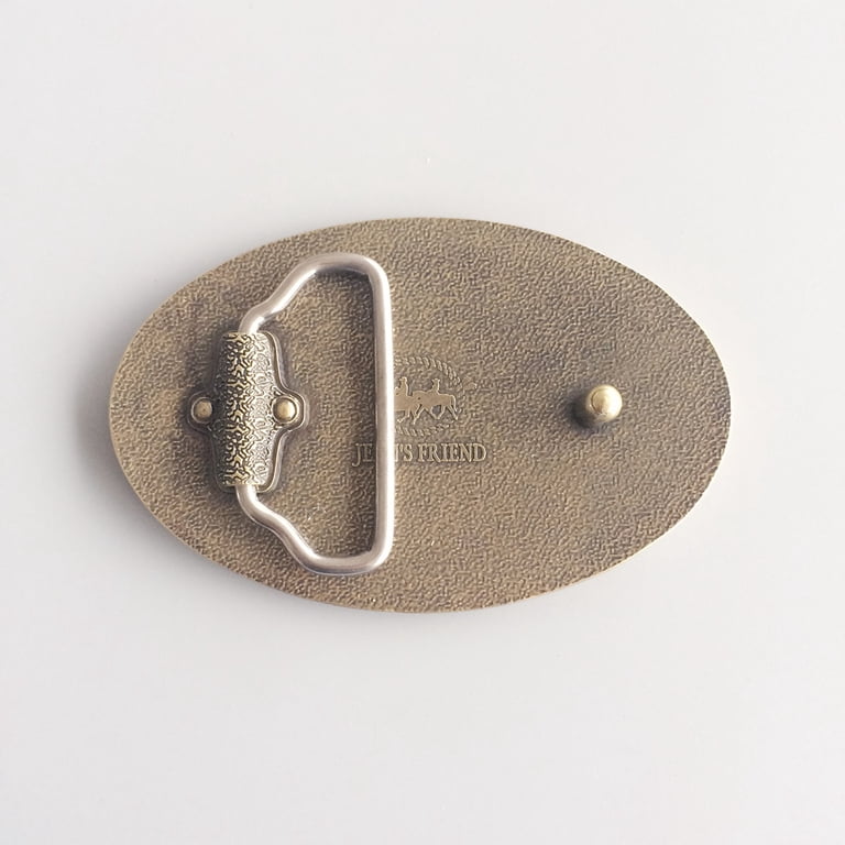 Vintage Bronze Plated Oval Striae Custom Blank Belt Buckle  display picture 3