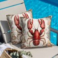 thumbnail image 6 of Marine Life Throw Pillow Cover Shell Red Lobster Coral Cotton Linen Cushion Cover Throw Pillow Case with Invisible Zipper for Couch Sofa Bed Chair Car 18x18 Inch, 6 of 14