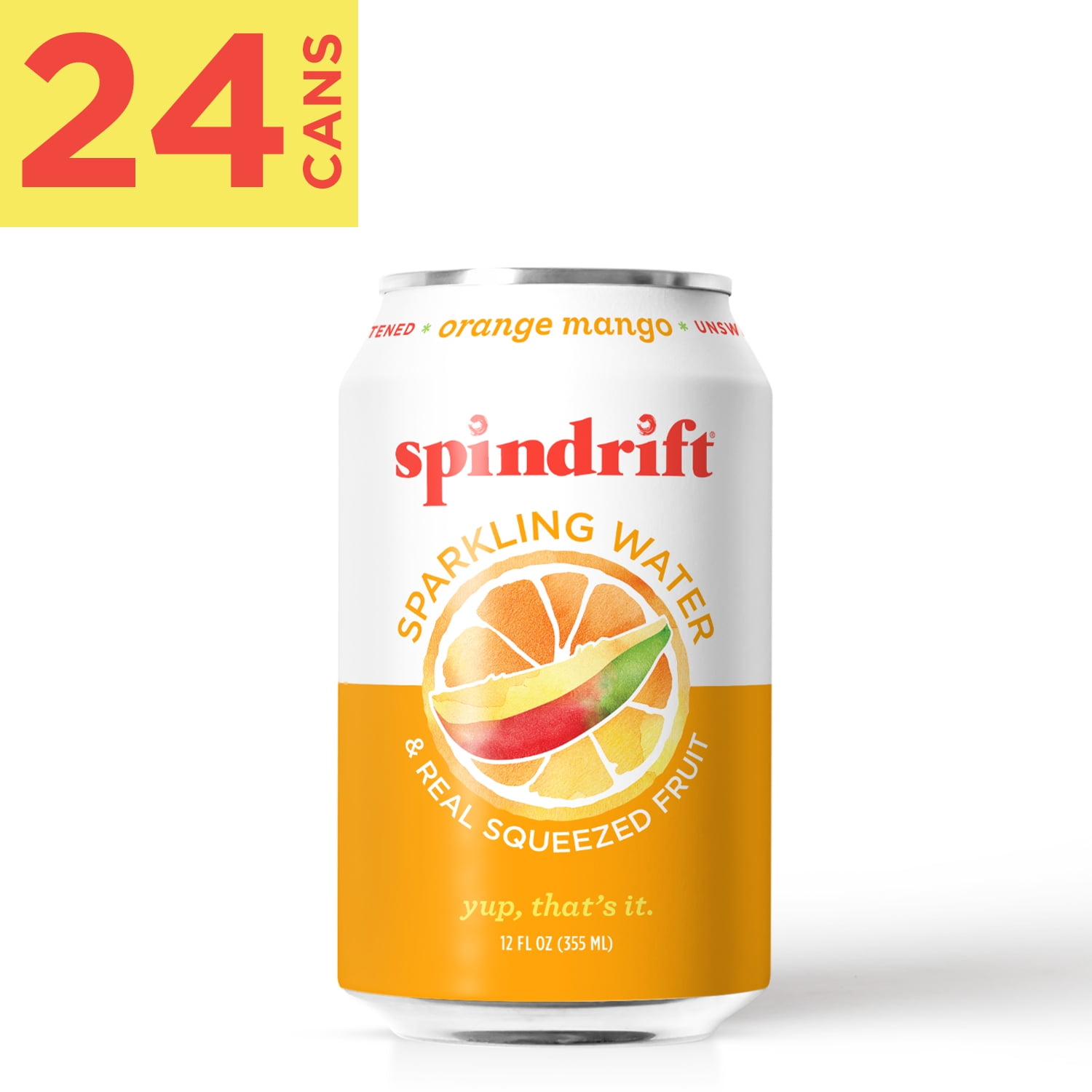 Spindrift Mango Orange Sparkling Water, 12 Fl. Oz. Cans (Pack of 24
