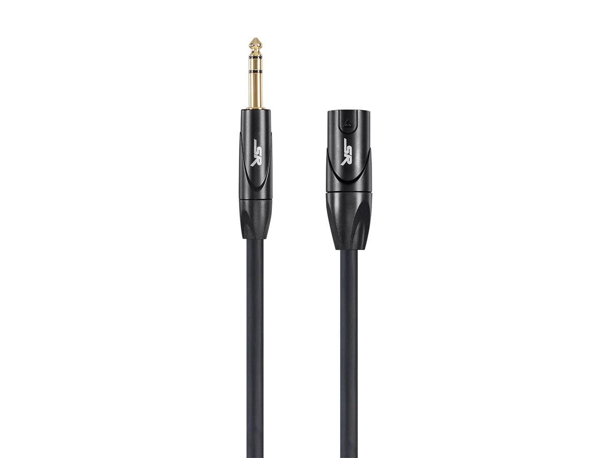 Monoprice XLR Male to 1/4 Inch TRS Male Cable - 15 Feet - Black | 16AWG, Gold Plated - Stage Right Series