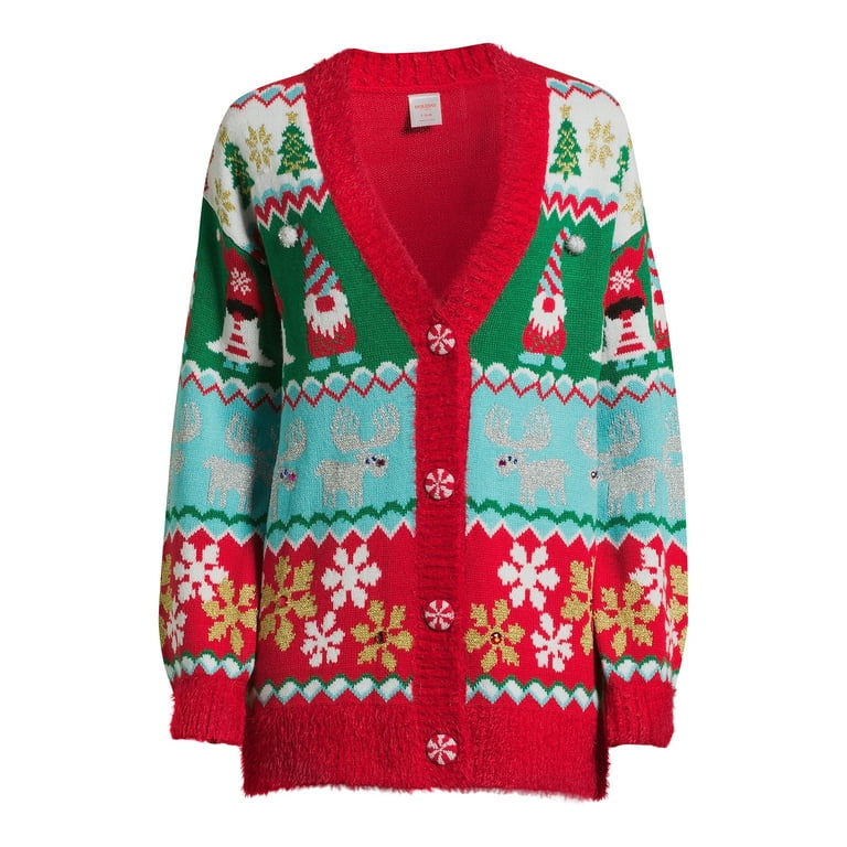 Holiday Time Women's Ugly Christmas Cardigan, Sizes S-3X 