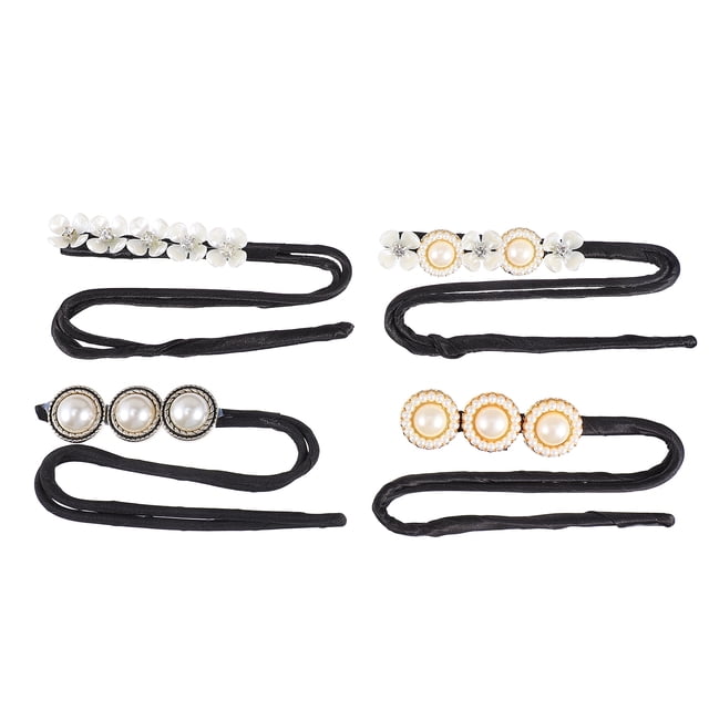 4 unids Bandas de pelo torcido Pelo Moble Shaper Anti-Slip Pearls Clip Dispositivo de cabello perezoso