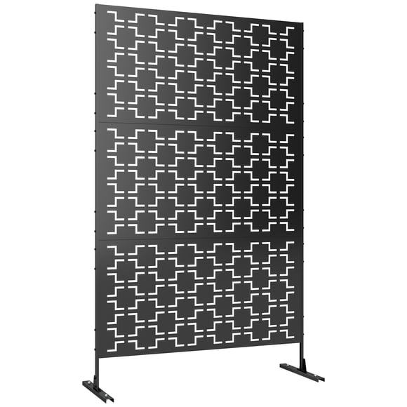 Outsunny Metal Privacy Screen W/ Expansion Screws Outdoor Divider, Grid