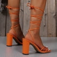 thumbnail image 1 of Zapatos de tacón alto con punta cuadrada para mujer, calzado elegante con correa, Color sólido, con punta abierta, a la moda, Sexy, para banquete, novedad de verano, 1 of 4