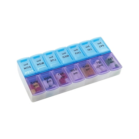 MEDca Pill Organizers - Small Pill Organizer with Weekly and Daily 2-Times-A-Day Compartments for AM/PM - BPA-Free, Portable and Travel Friendly Pill Boxes Case