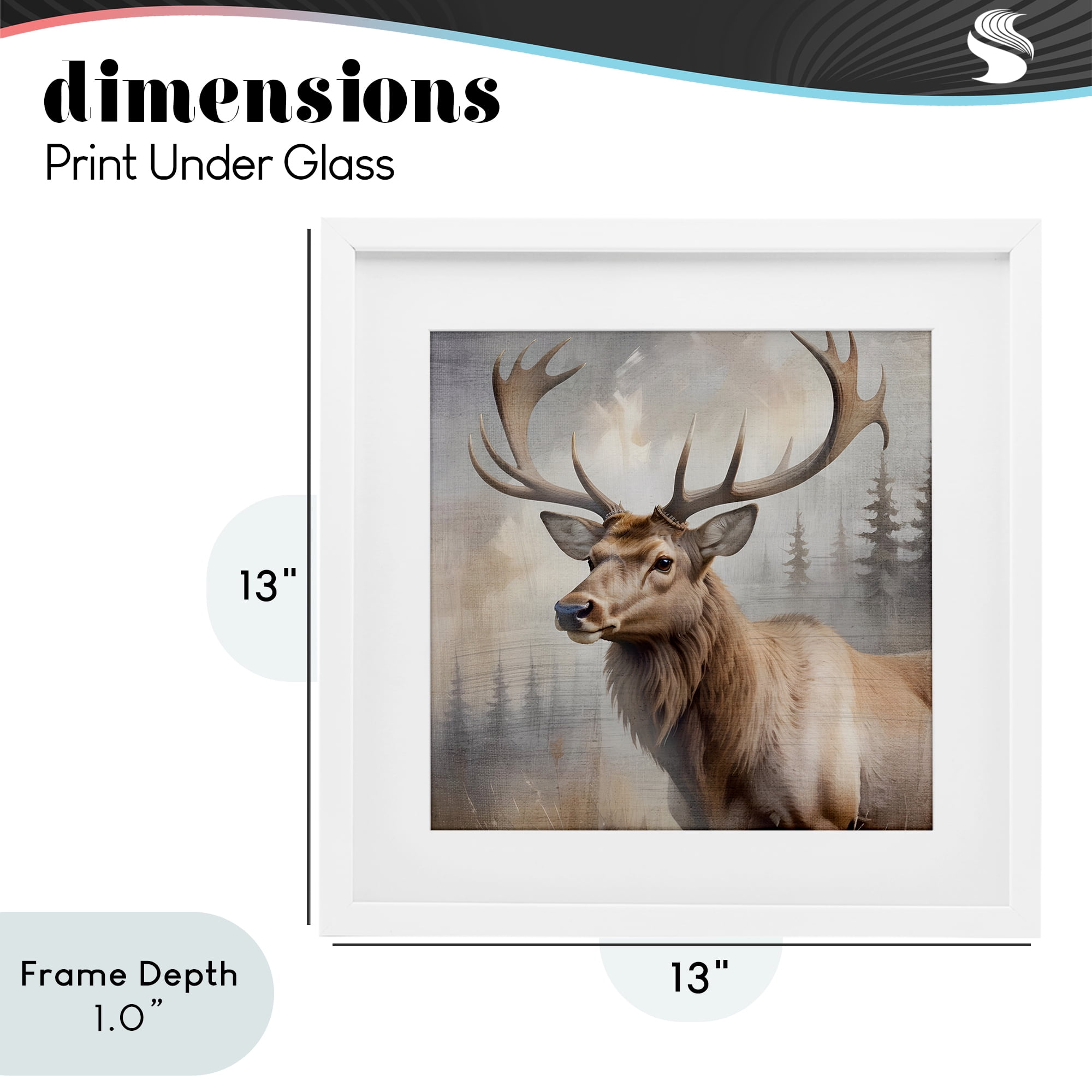 Stupell Industries Graceful Forest Stag White Framed Print Under Glass, design by Susan Arnot