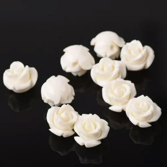 U8MO Flower Shape 8mm 10mm 12mm Artificial Coral Loose Beads Lot for Jewelry Making-White-8mm (30pcs)