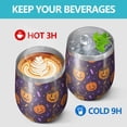 thumbnail image 4 of 12oz Stemless Wine Tumblers Pumpkin Hat Halloween Pattern Vacuum Insulated Stainless Steel Travel Tumbler Cups Mug with Lid and Straw for Champaign,Cocktail,Beer with Cleaning Brush, 4 of 5