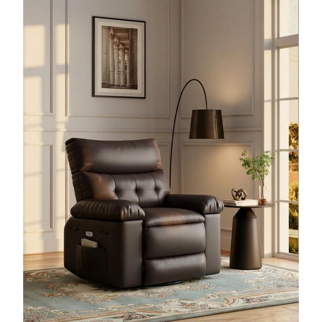 Fauteuil Inclinable Extra Grand et Moelleux pour Adultes – Fauteuil Inclinable Manuel avec Ottoman, Inclinaison Réglable à 135°, Cadre en Acier Robuste, Capacité de 350 Lb, Similicuir, Assemblage Facile – pour Salon, Chambre