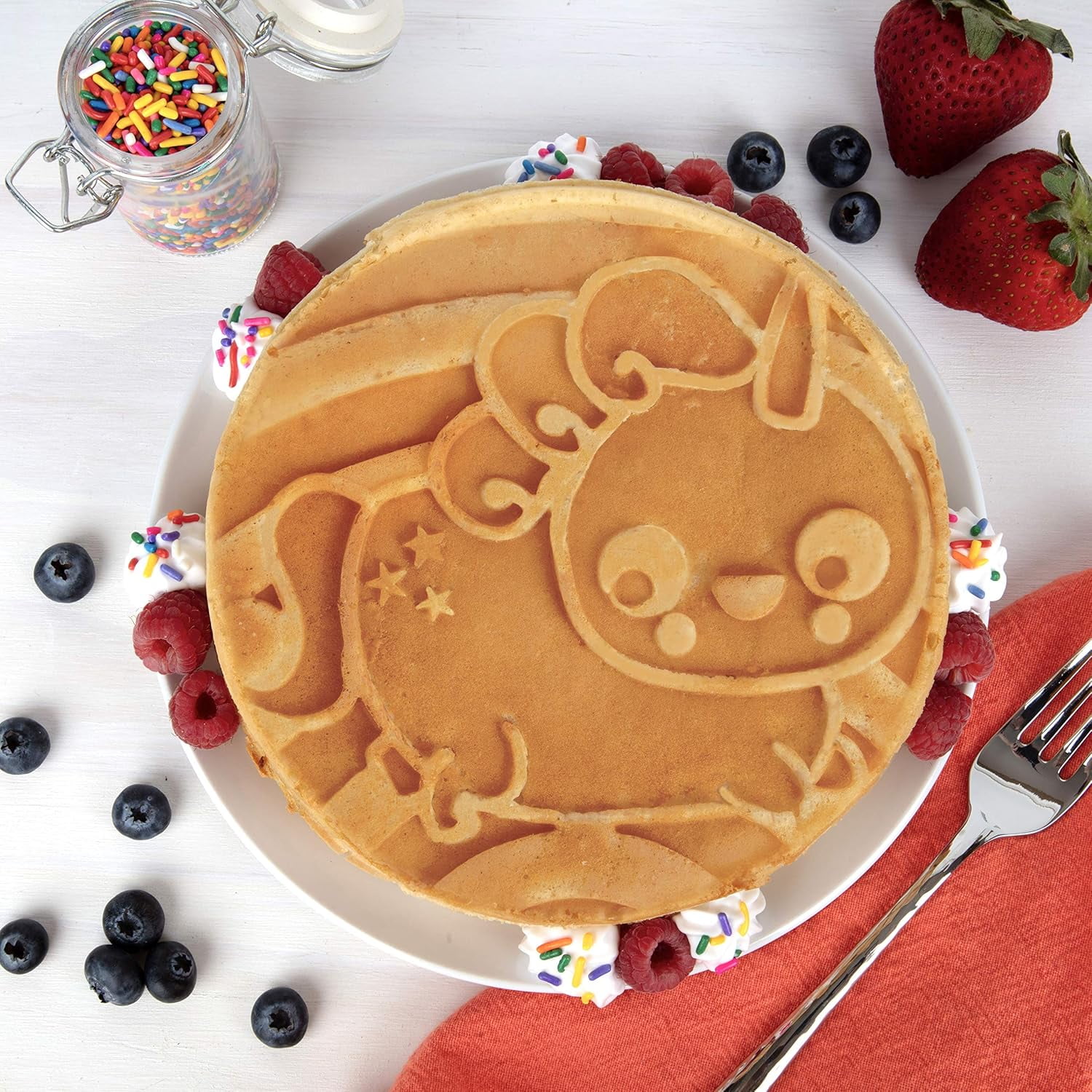Waffle Wow! Giant 8" Pancake and Waffle Maker w Removable Plates- Makes large 8" Unicorn or Narwhal Pancakes that Makes Kid's Breakfast Fun- Non-Stick Waffler Griddle w Adjustable Temperature