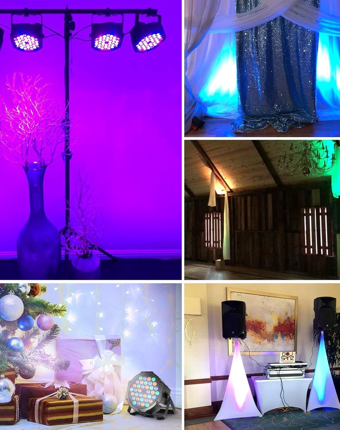 36 LED Stage Lights,DJ Par Lights Sound Activated,DMX & Remote Controlled LED Uplights for Events Wedding Dance Floor Party DJ Live Show-4 Packs