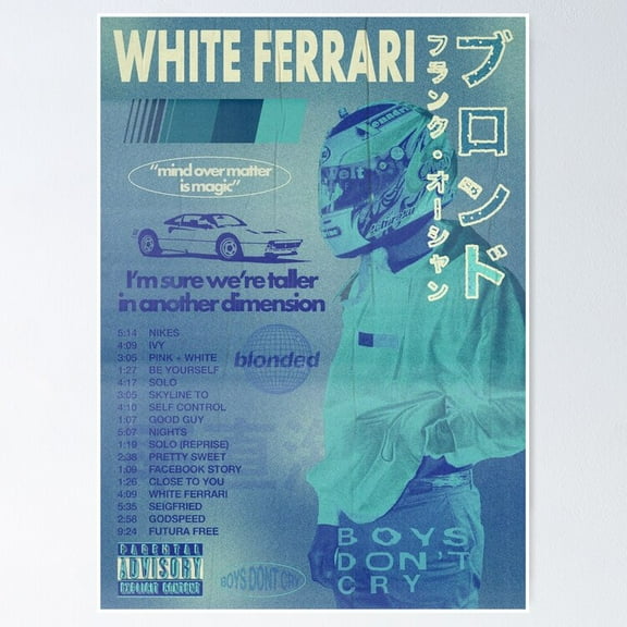 Poster White Ferrari - No Framed, Vintage Wall Art, Trendy Retro Print, Positive Quote Poster, Room Decor, Wall Art, 8x12