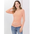 thumbnail image 3 of Blusa Acanalada De Manga Larga Con Cuello Redondo Para Mujer Top Entallado Informal Rosa L, 3 of 6