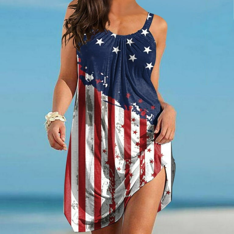eczipvz Plus Size Dress for Women American Flag Tshirt Dress for Women Summer 4th of July V Neck Cold Shoulder Tunic Tops Dresses Trendy Patriotic