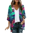thumbnail image 2 of Kimonos for Women Fall Tops Cover up Lightweight Cardigan Casual Floral Tops 3/4 Sleeve Loose Fit Cardigans, 2 of 6