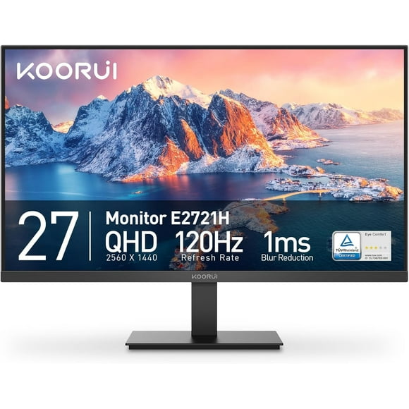 KOORUI 27 Pouces 2560 x 1440 (2K) 120 Hz Moniteur de Jeu IPS 1 ms 99 % SRGB Écran Plat E2721H