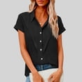 thumbnail image 2 of Women's Linen Tops Lapel Short Sleeve Shirts Summer Button Tunic Blouse, 2 of 8