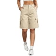 thumbnail image 3 of Tqcoqu Womens Hiking Cargo Shorts Stretch Quick Dry Cargo Shorts with Pockets for Casual Golf Travel and Workout,Beige Women's S-XXXL, 3 of 9
