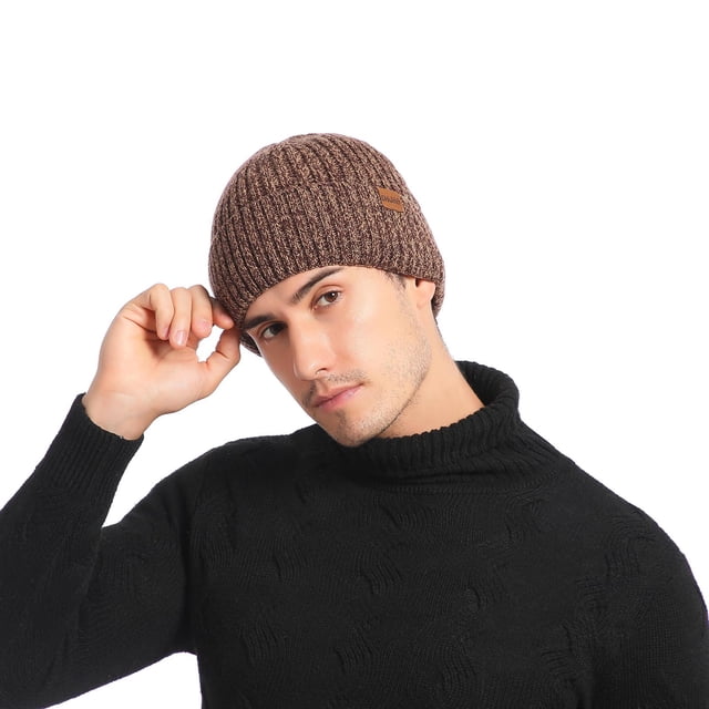 LSLJS Double-layer Woolen Hat and Velvet Warm Mixed Color Men's Knitted Hat Gifts for Men