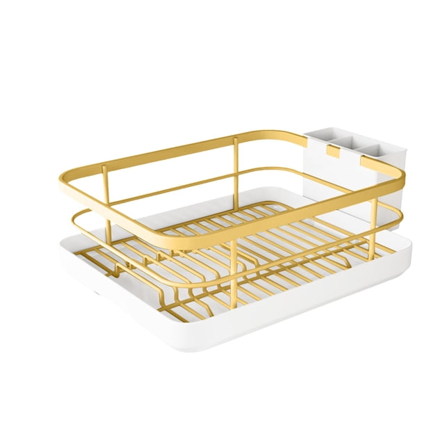 Dish Drying Rack with Integrated Cutlery Drainer and Utensil Holder for Efficient Kitchen Organization