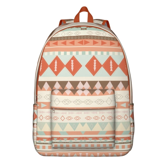 Geometric Vintage Canvas Backpack – Sketch Style Boho Bookbag for Students, Travel, Outdoor Use, and Daily Commuting