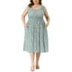 thumbnail image 1 of Vestido sin mangas de cuello cuadrado con flores y cintura elástica para mujer de tallas grandes Agnes Orinda 1X verde oscuro, 1 of 8
