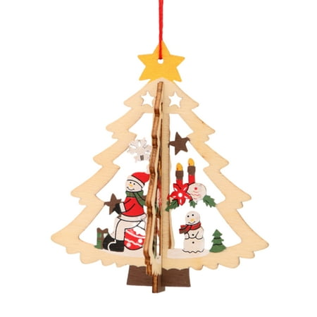

Viugreum Christmas Wooden Hanging Pendant Star Bell Christmas Tree Decor